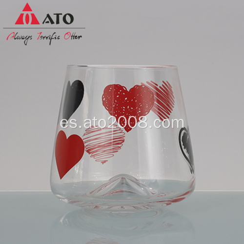 Café de vidrio en forma de corazón taza de café tazas de jugo de fruta